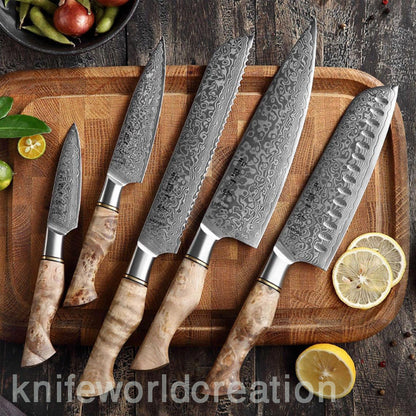 Professional Japanese Chef Knife Set High Carbon Steel Kitchen Meat Cleaver Boning Knives Butcher Santoku Fish Fruit Bread Knife