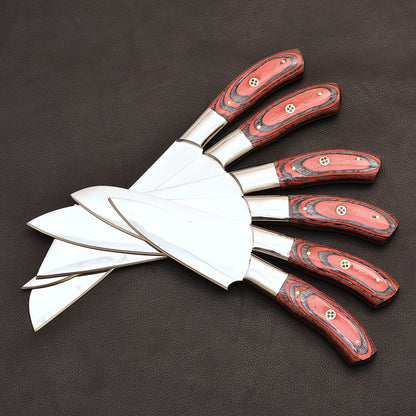 5 Piece Chef Knife Set with Leather roll kit Birthday & anniversary gift